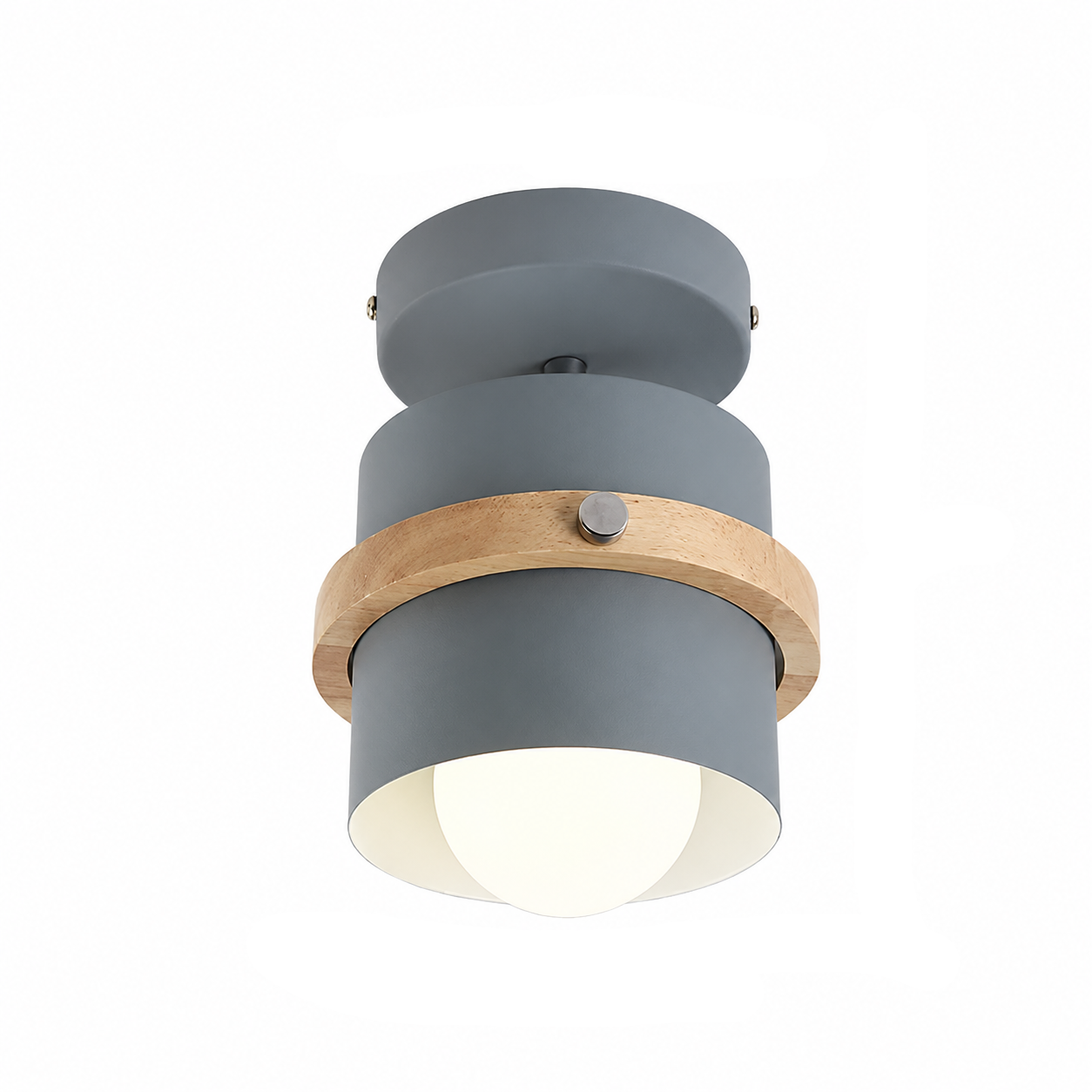 Rotating Flush Mount Ceiling Light - Modern Wood & Metal Design 8