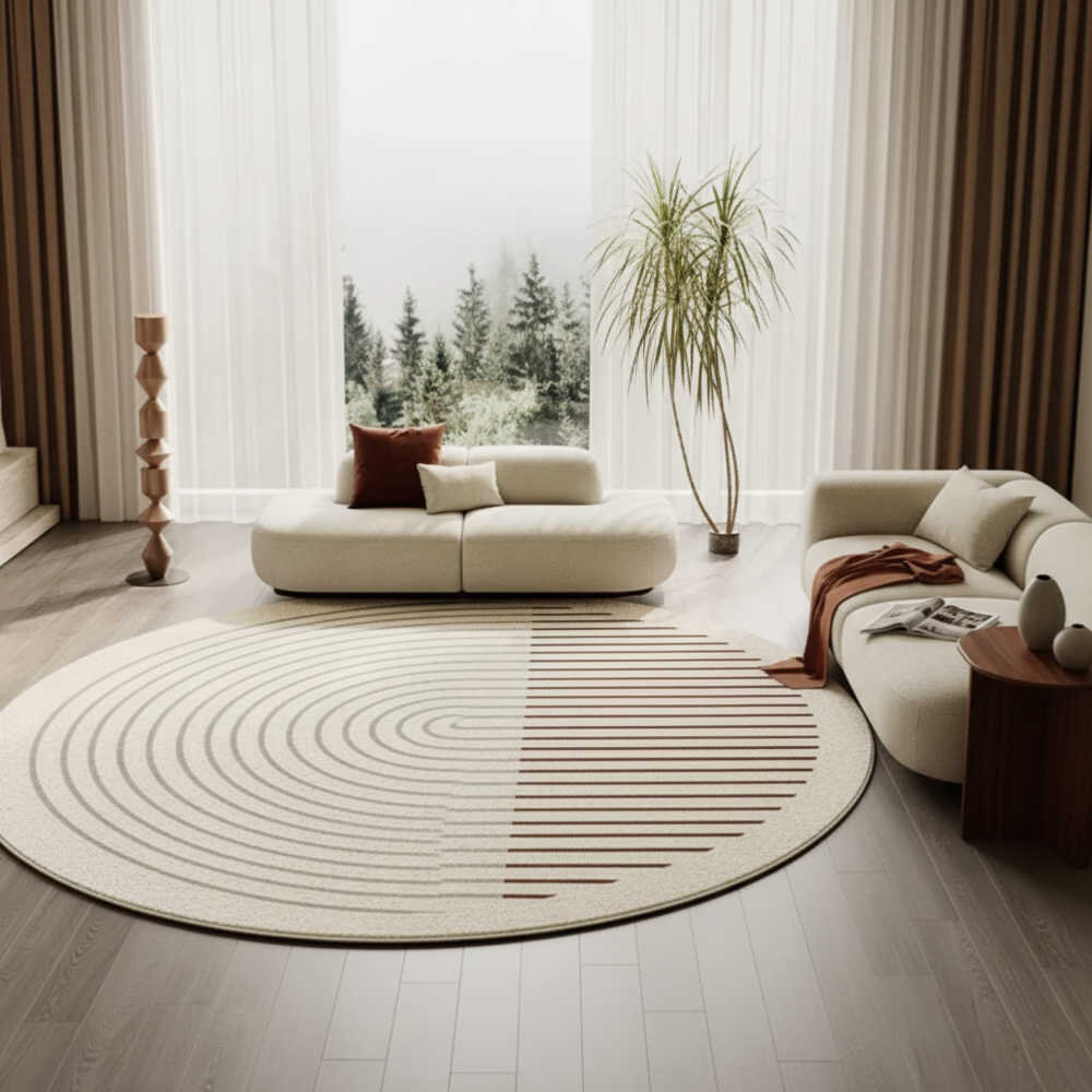 Round Washable Area Rug - Non-Slip Comfort for Living Room Decor 3
