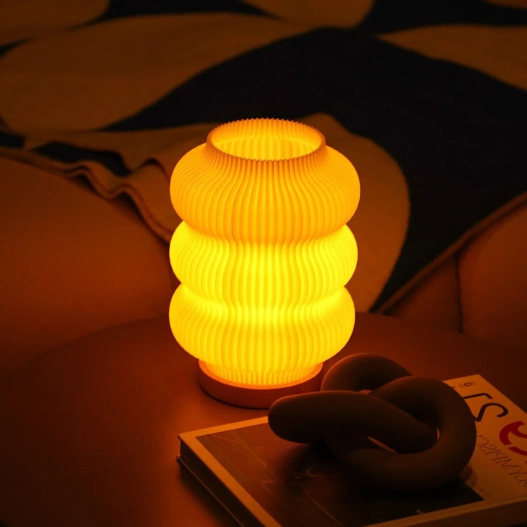 Rounded Glow Table Lamp - Adjustable Brightness, Stylish Wood Base 3