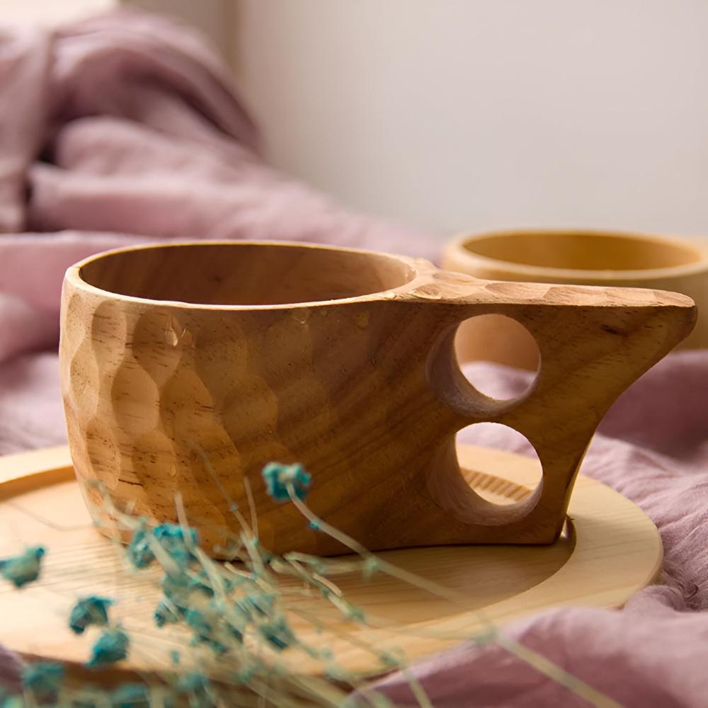 Rubberwood Mug Collection - Eco-Friendly, Unique Grain Design 6