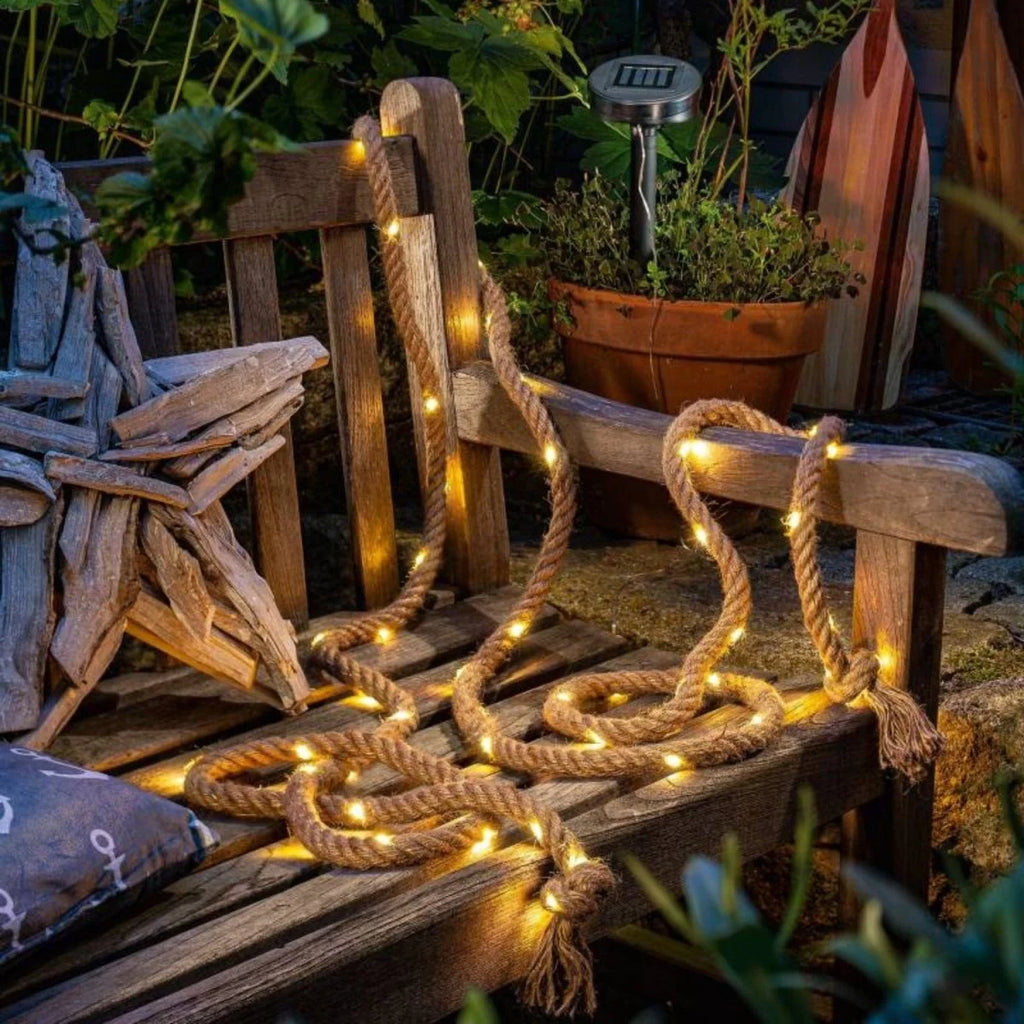 Hemp Rope Fairy Lights Rustic Design Warm White LED Indoor Outdoor 4