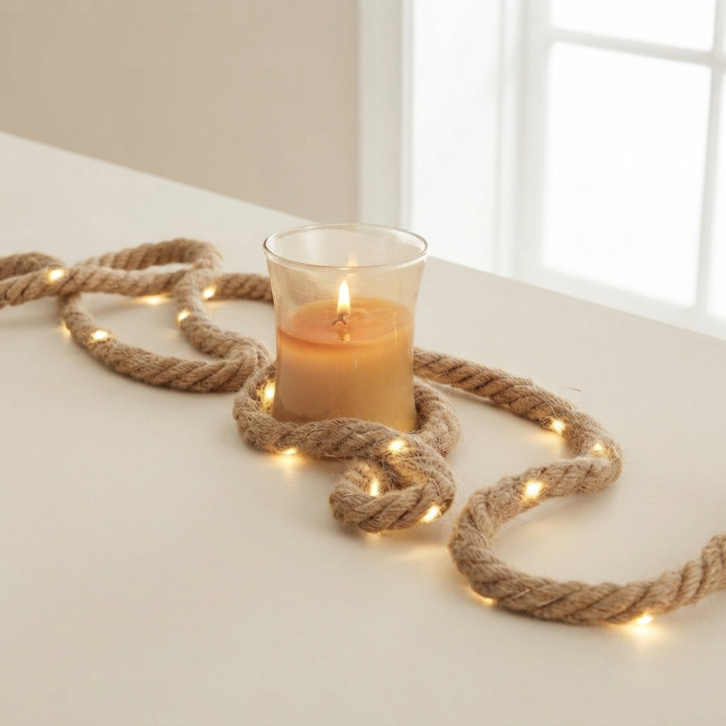 Hemp Rope Fairy Lights Rustic Design Warm White LED Indoor Outdoor 1