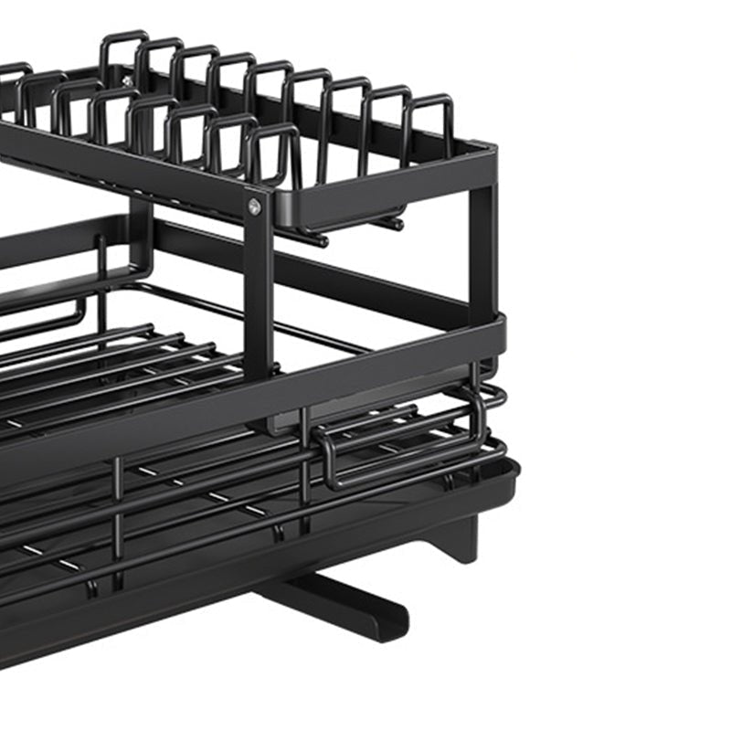 Rustproof Dish Drainer Rack with Adjustable Swivel Spout – Large Capacity Carbon Steel Dish Drying Rack for Efficient Kitchen Organization 4