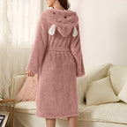 Fluffy Women's Bathrobe - Ultra Soft Cotton Bathrobe with Plush Texture