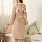 Fluffy Women's Bathrobe - Ultra Soft Cotton Bathrobe with Plush Texture