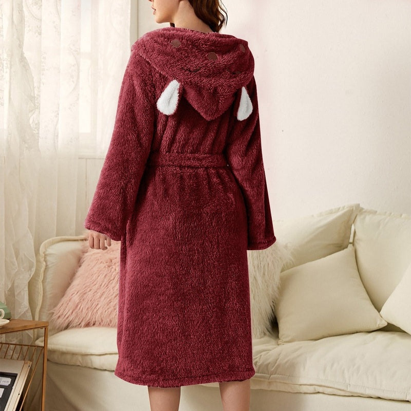 Fluffy Women's Bathrobe - Ultra Soft Cotton Bathrobe with Plush Texture
