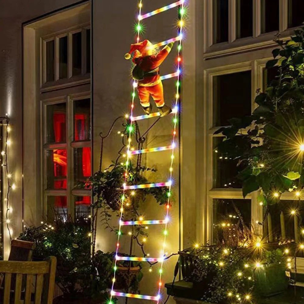 Santa Claus Climbing Ladder - LED Lights for Outdoor Christmas Decoration 0