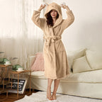 Fluffy Women's Bathrobe - Ultra Soft Cotton Bathrobe with Plush Texture