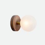 Scandinavian Wood and Glass Wall Sconce – Elegant Wall Lamp for Modern Spaces, Compact Design, Natural Wood and Glass Finish 4