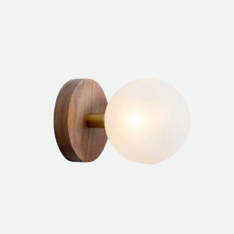 Scandinavian Wood and Glass Wall Sconce – Elegant Wall Lamp for Modern Spaces, Compact Design, Natural Wood and Glass Finish 4