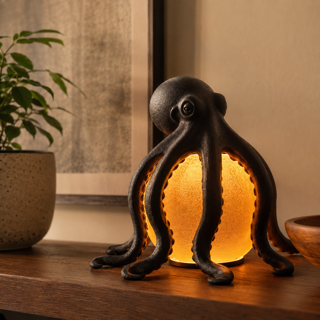 Sculptural Octopus Accent Light - Warm Ambient Glow for Unique Decor 4