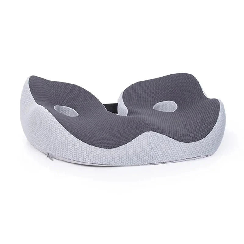 Gray and white cushion on a white background