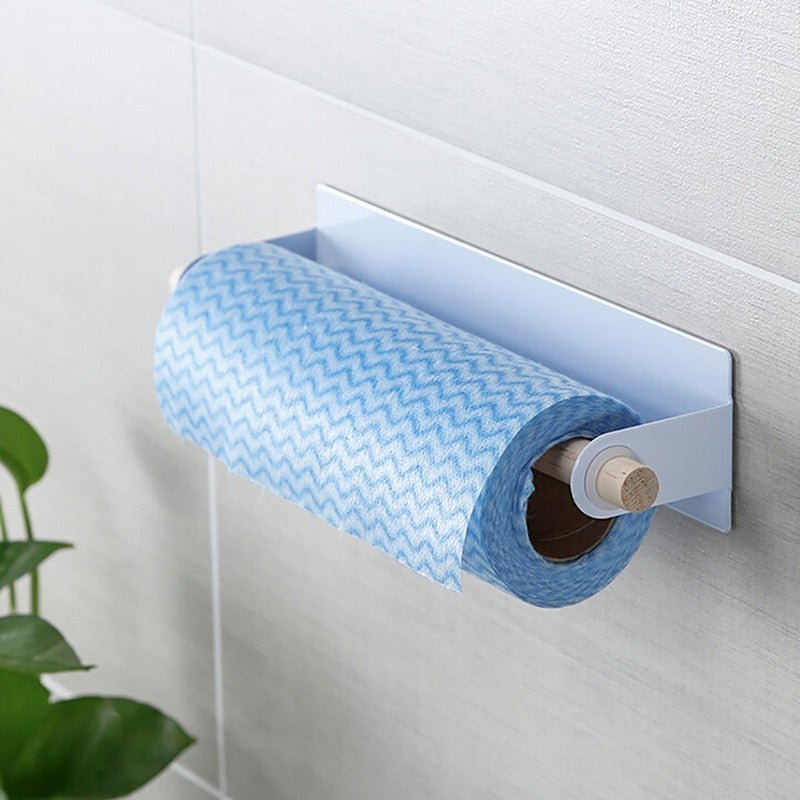 Self-Adhesive Towel Holder - Durable Iron & Wood for Kitchen Efficiency 5