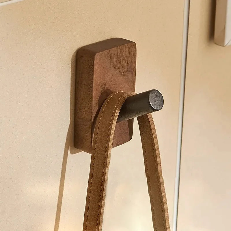 Self-Adhesive Walnut Wall Hook - Modern Coat Hook and Key Holder for Wall 7