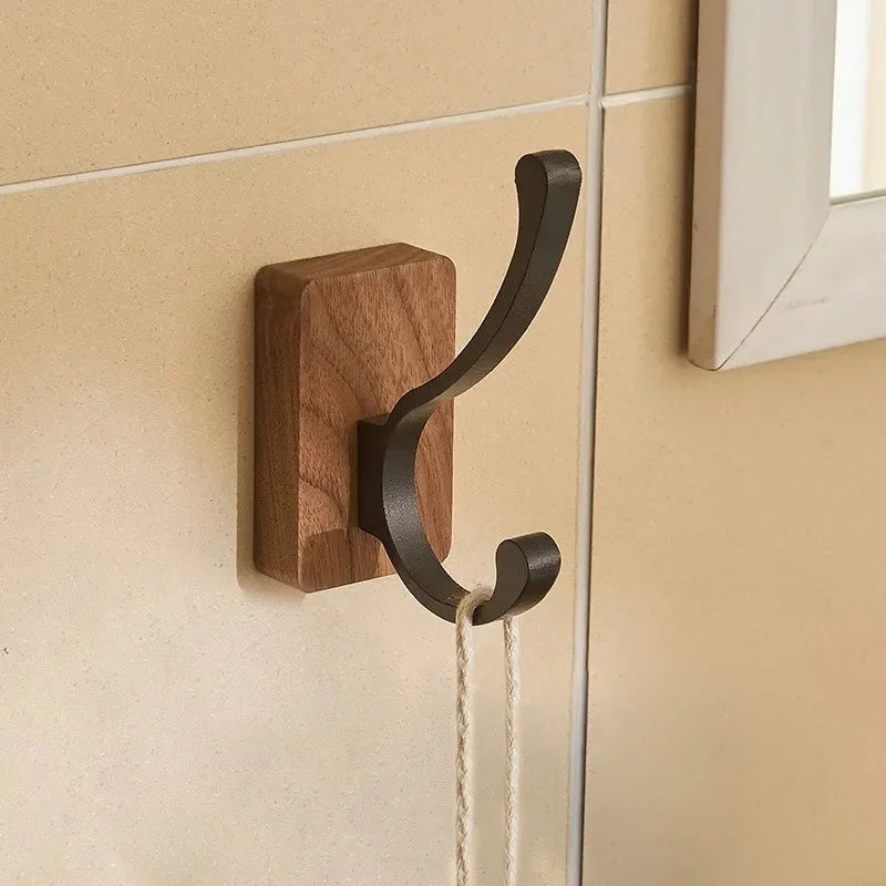 Self-Adhesive Walnut Wall Hook - Modern Coat Hook and Key Holder for Wall 8