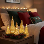 Set of 5 LED Christmas Trees with Warm White Lights, Battery Operated 5