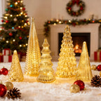 Set of 5 LED Christmas Trees with Warm White Lights, Battery Operated 4