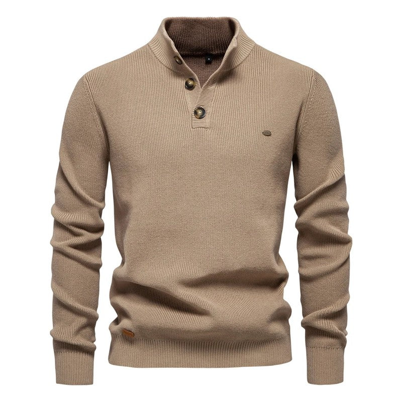 Men’s Cotton Sweater with Button Details