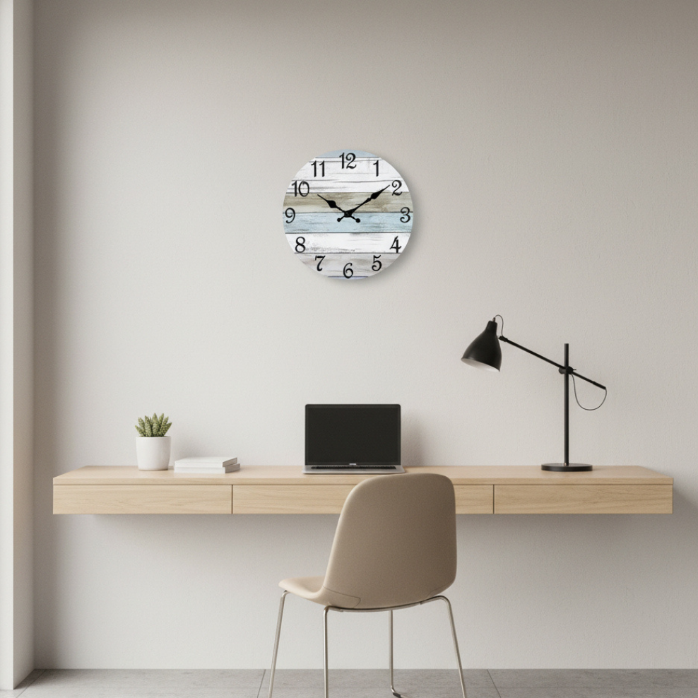 Silent Blue Modern Wall Clock - Silent Operation & Nautical Decor 1