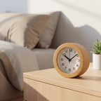Silent Wooden Alarm Clock with Adjustable Brightness – Minimalist Beech Wood Design for Peaceful Mornings 0