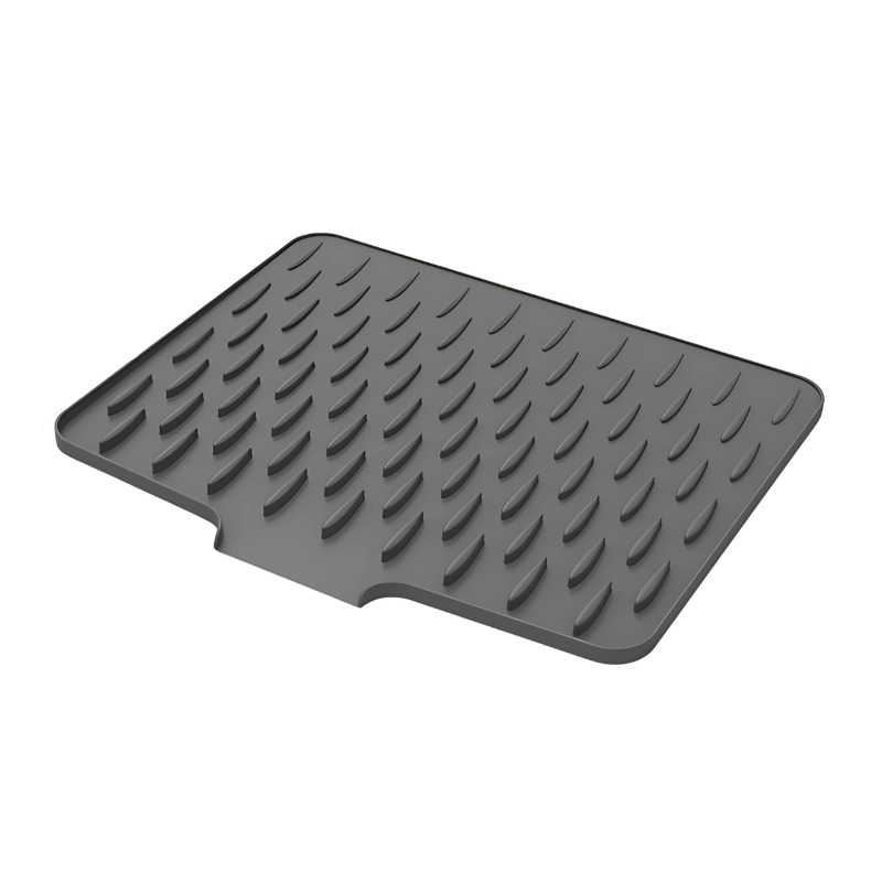Black rubber mat with textured surface on a white background