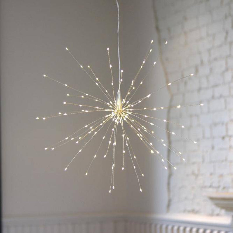 Silver Starburst Hanging Light - 200 Warm LED Lights for Indoor & Outdoor 2