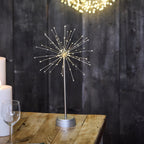 Silver Starburst Table Lamp - Cordless, Battery Operated, LED Warm Glow 1