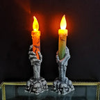 Skeleton Hand Halloween Candles - Eerie LED Flickering Flame Decor 1