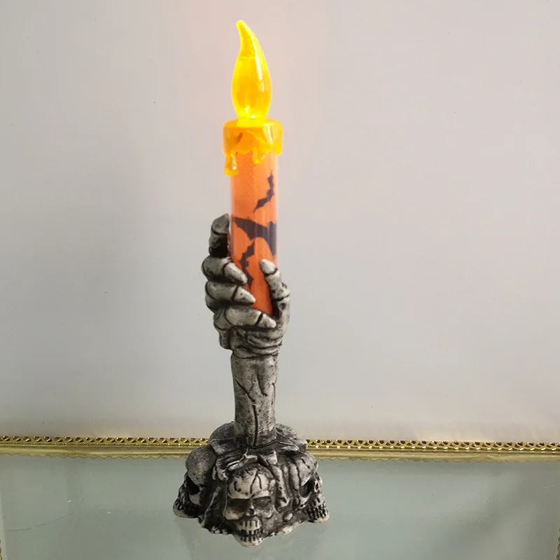 Skeleton Hand Halloween Candles - Eerie LED Flickering Flame Decor 2