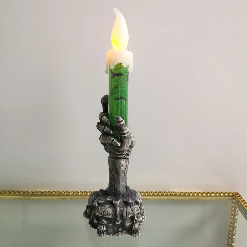 Skeleton Hand Halloween Candles - Eerie LED Flickering Flame Decor 6
