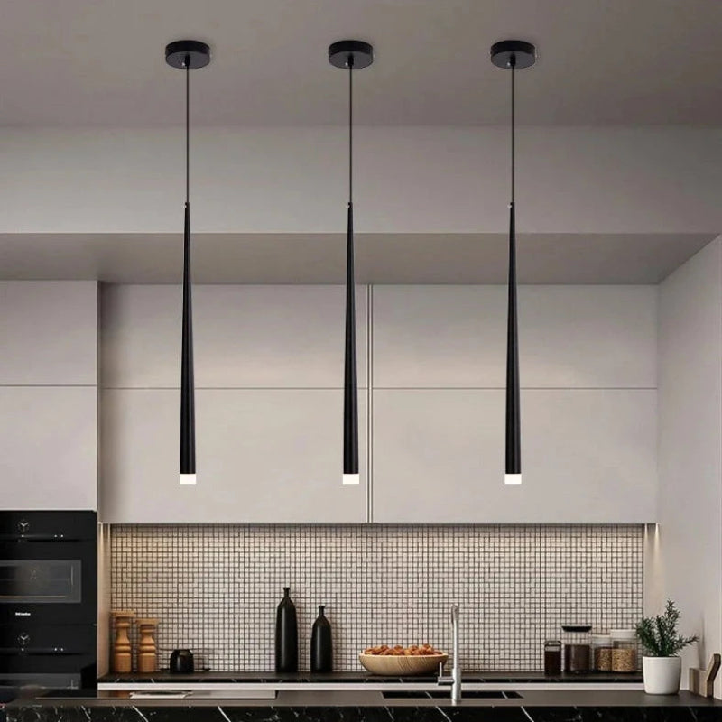 Sleek Adjustable Glass Pendant Light with Integrated LED – Modern Kitchen Pendant Lighting in Warm Light 5