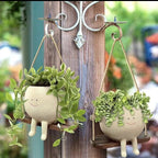 Smiley Face Hanging Planter - Whimsical Indoor & Outdoor Plant Holder 1