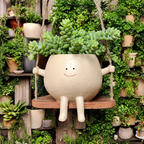 Smiley Face Hanging Planter - Whimsical Indoor & Outdoor Plant Holder 2