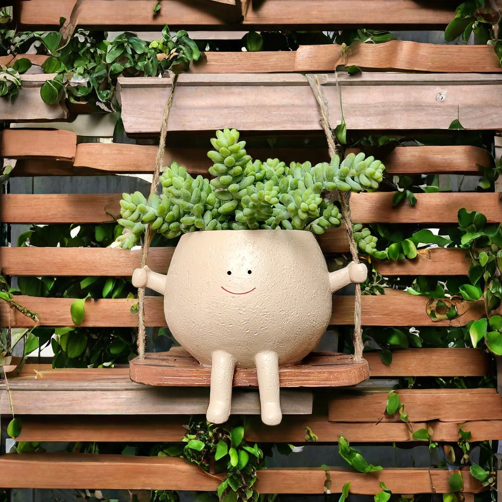 Smiley Face Hanging Planter - Whimsical Indoor & Outdoor Plant Holder 3