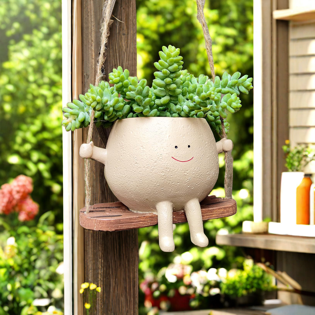 Smiley Face Hanging Planter - Whimsical Indoor & Outdoor Plant Holder 4