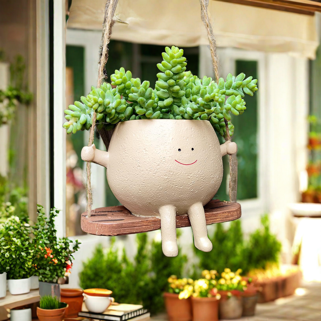 Smiley Face Hanging Planter - Whimsical Indoor & Outdoor Plant Holder 5