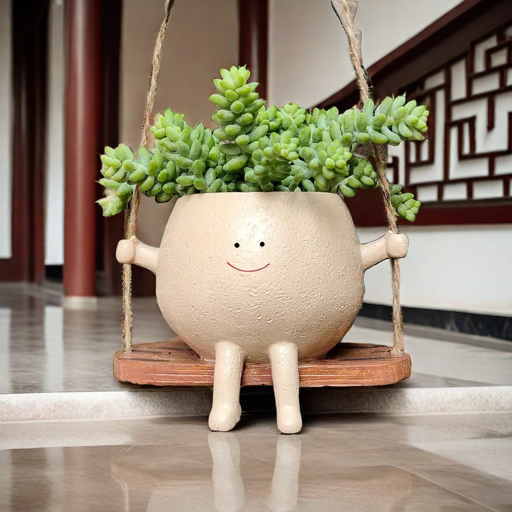 Smiley Face Hanging Planter - Whimsical Indoor & Outdoor Plant Holder 6