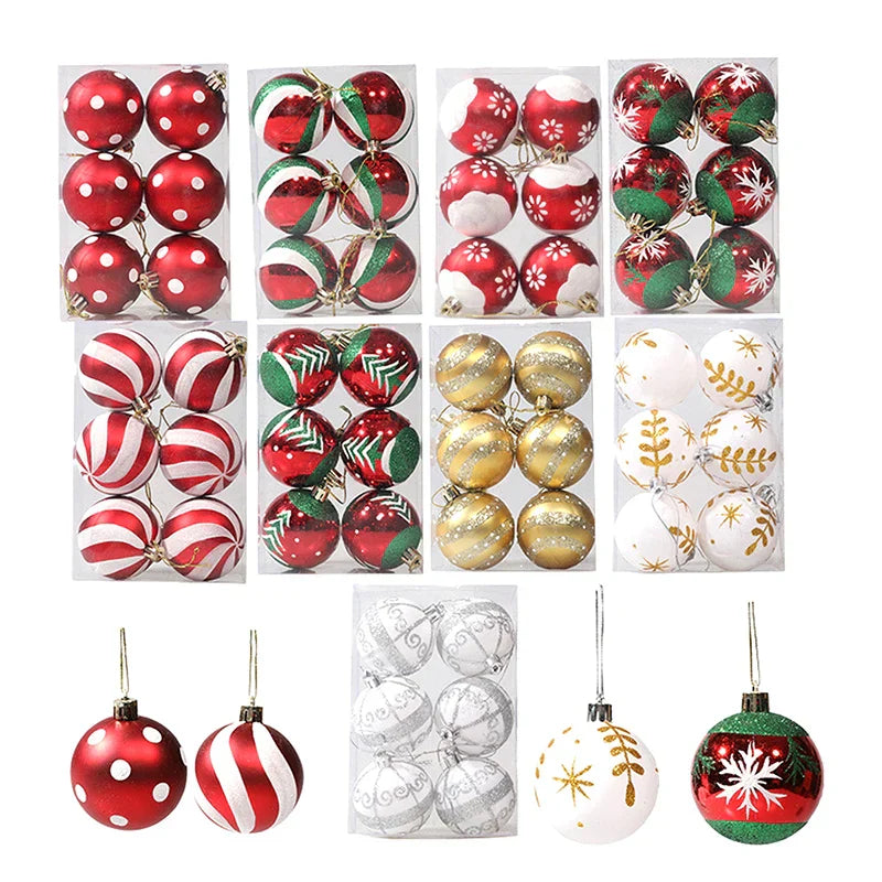 Snowflake Christmas Baubles Set - Elegant 6cm Ornaments for Tree Decor 1