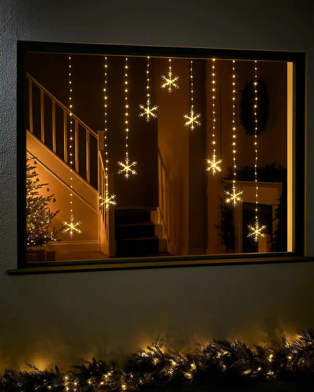 Snowflake Curtain Lights, 336 Warm White LEDs, Static Illumination, Winter Decor 1