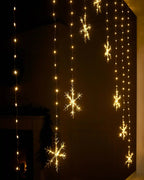 Snowflake Curtain Lights, 336 Warm White LEDs, Static Illumination, Winter Decor 2