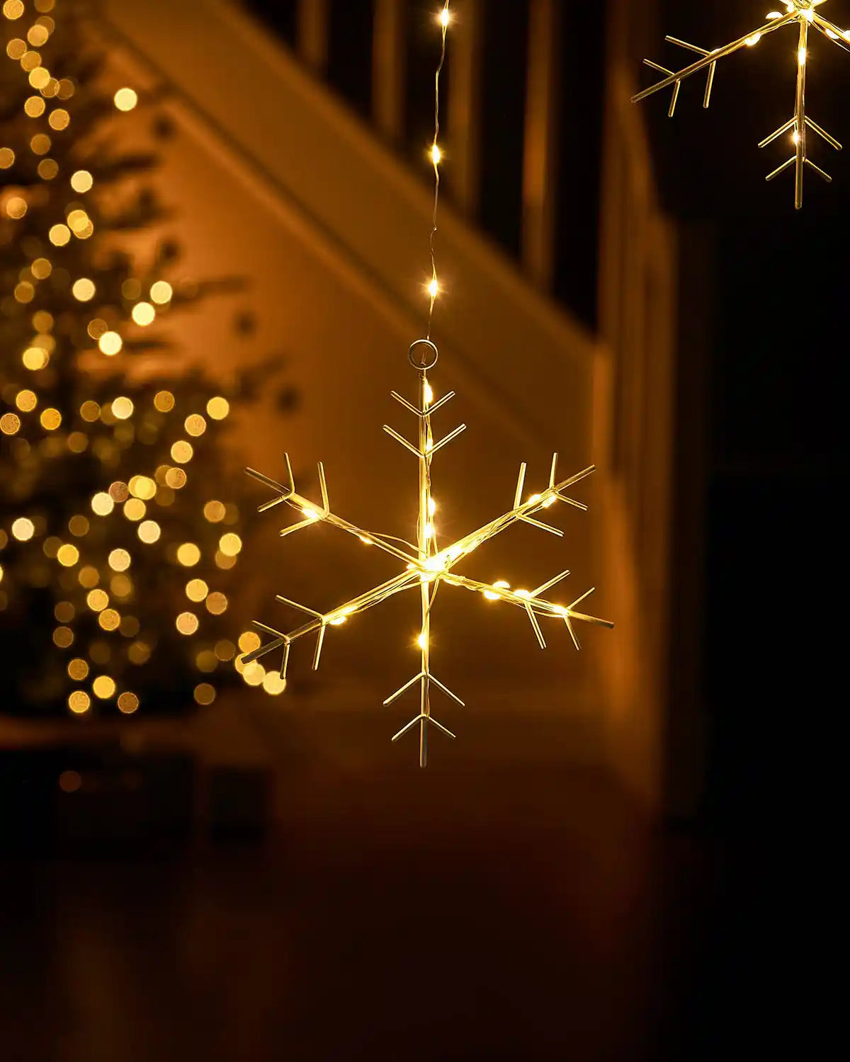 Snowflake Curtain Lights, 336 Warm White LEDs, Static Illumination, Winter Decor 3