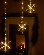 Snowflake Curtain Lights, 336 Warm White LEDs, Static Illumination, Winter Decor 4