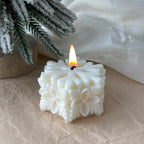 Snowflake Decorative Candle – Intricate Winter Design, Long-Lasting Burn, 6.5cm White Home Accent 3