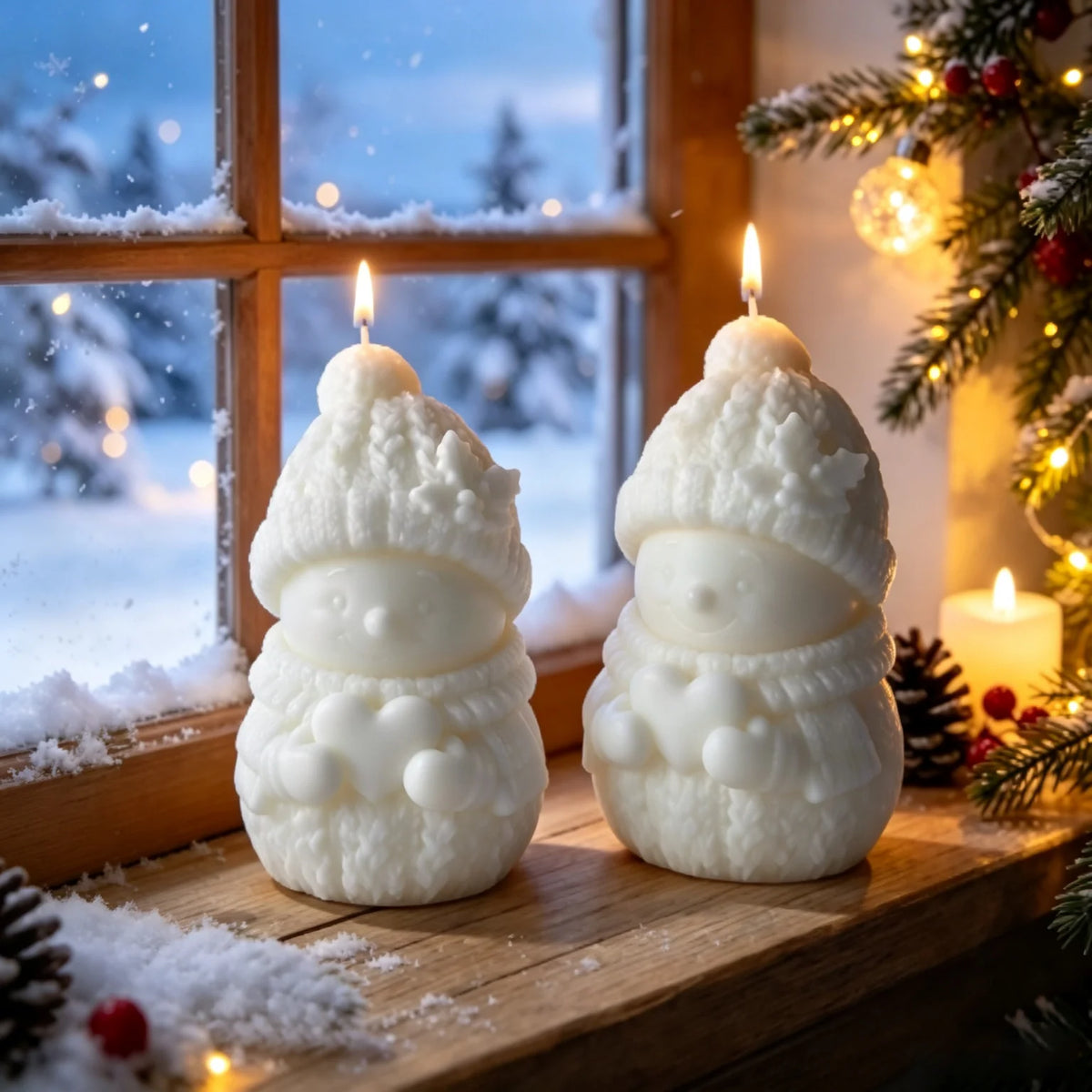 Winter Snowman Candle Wax Ornament for Christmas Decor 3