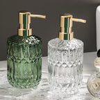 Soap Dispenser Clear Glass Refillable Manual Pump Compact 2