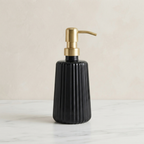 Soap Dispenser Ribbed Glass Iron Pump, Elegant Design 01