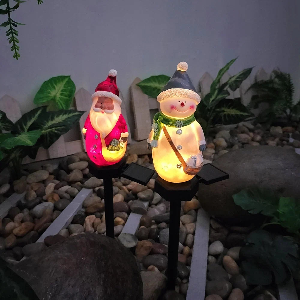 Solar-Powered LED Outdoor Santa Snowman Garden Decoration – Waterproof Art Deco Ornament for Festive Outdoor Christmas Decorations 0