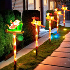 Solar-Powered Outdoor Christmas Lights - 5-Piece Santa Reindeer Set 1