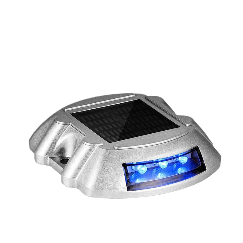 Solar-powered LED light on a white background