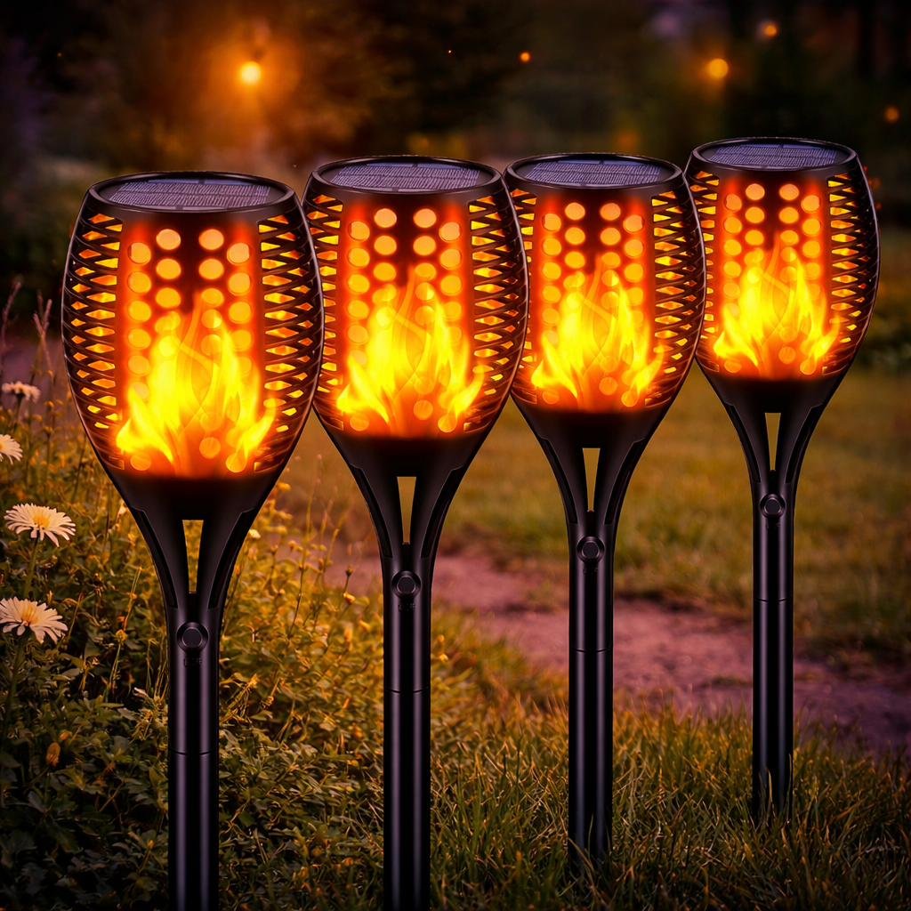 Solar Flame Torch Lights - Elegant Outdoor Lighting with Flickering Effect 4